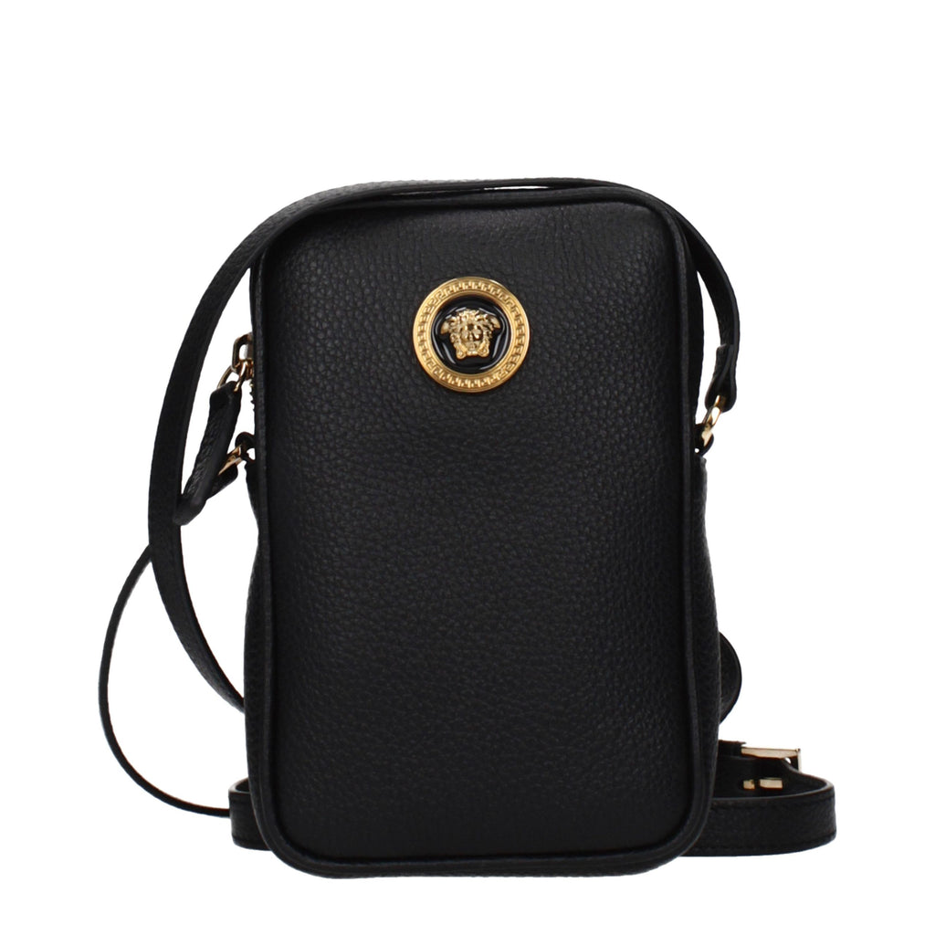 Versace Schwarze Leder Umhängetasche