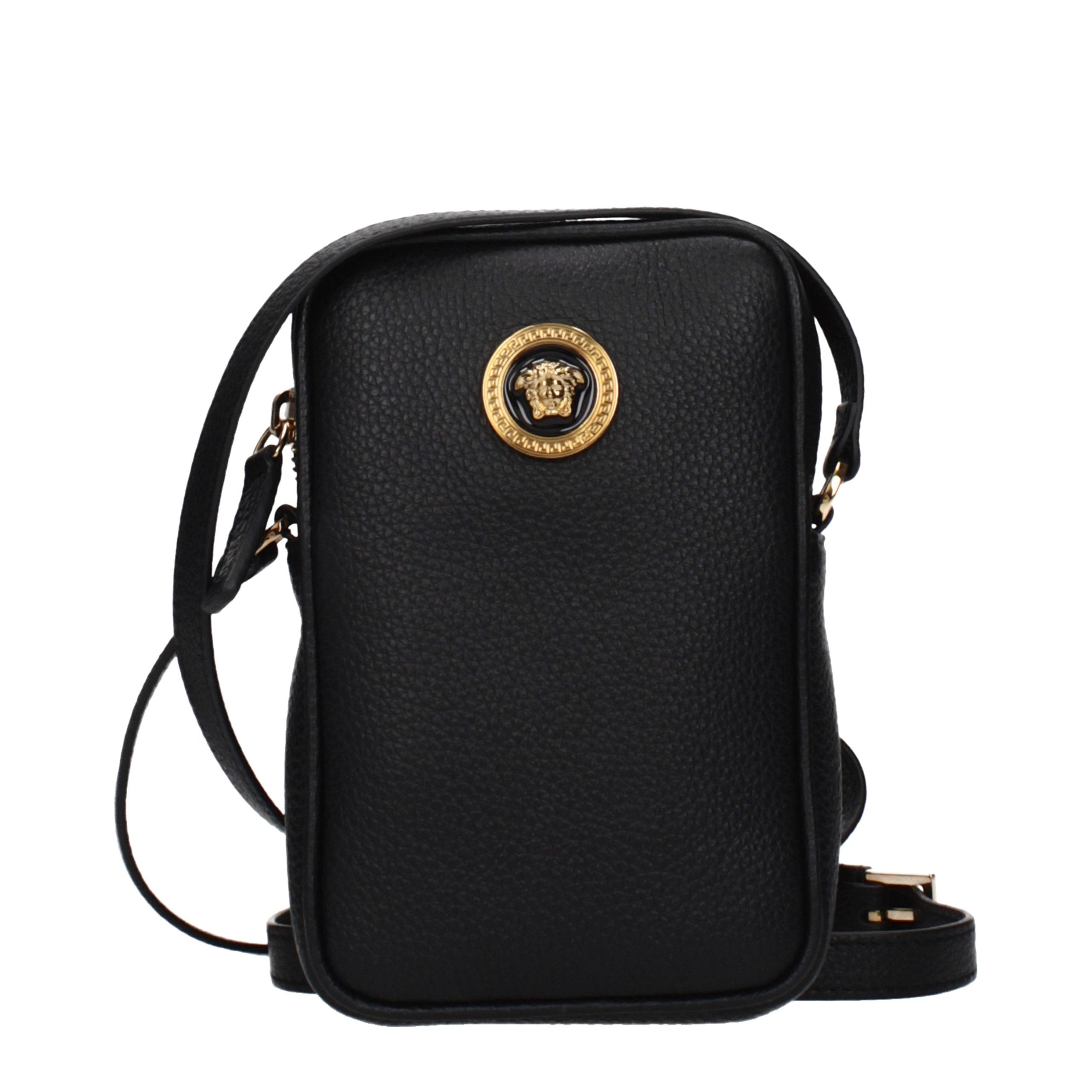 Versace Schwarze Leder Umhängetasche