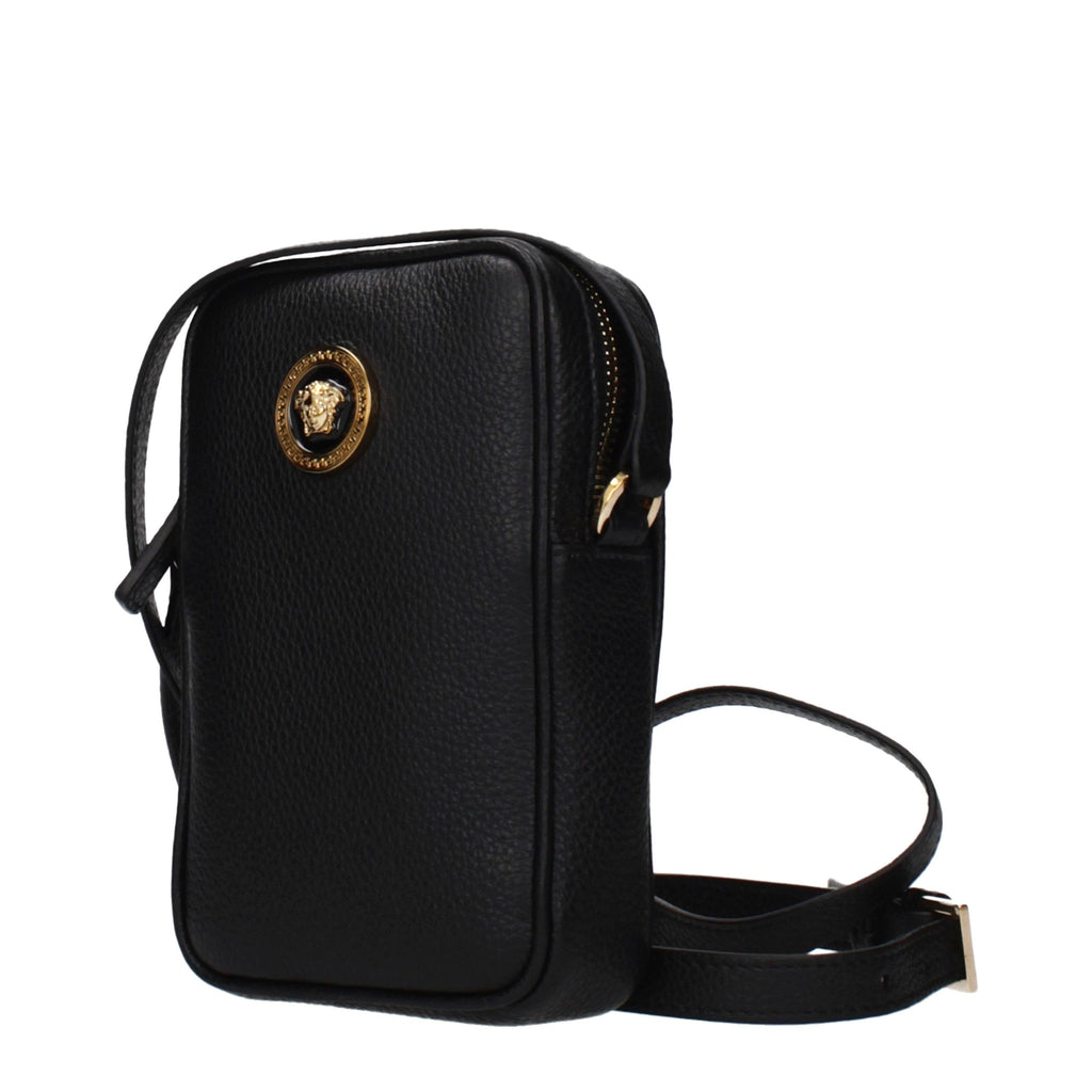 Versace Schwarze Leder Umhängetasche
