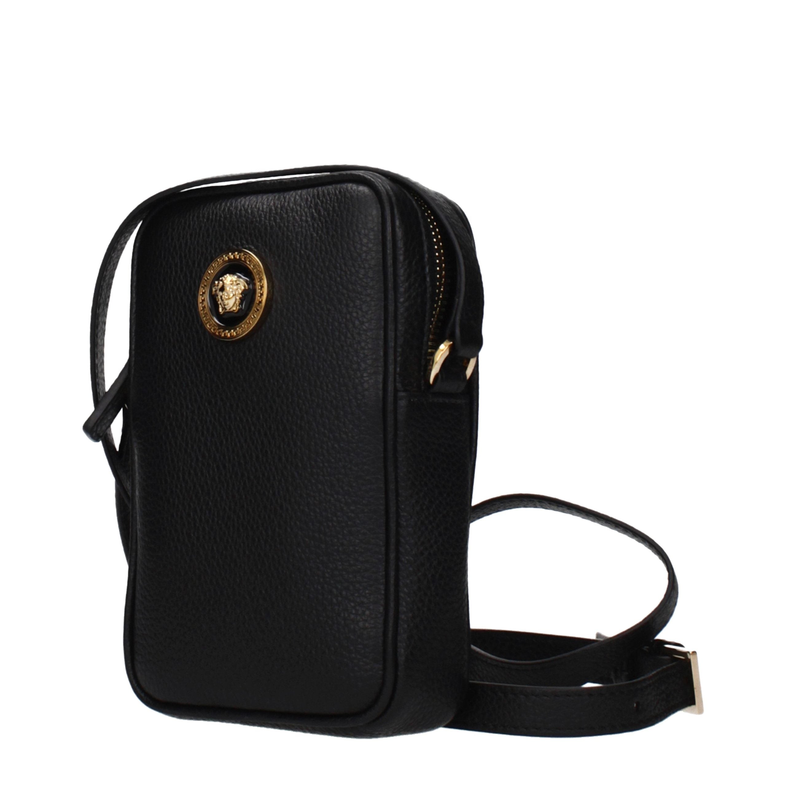 Versace Schwarze Leder Umhängetasche