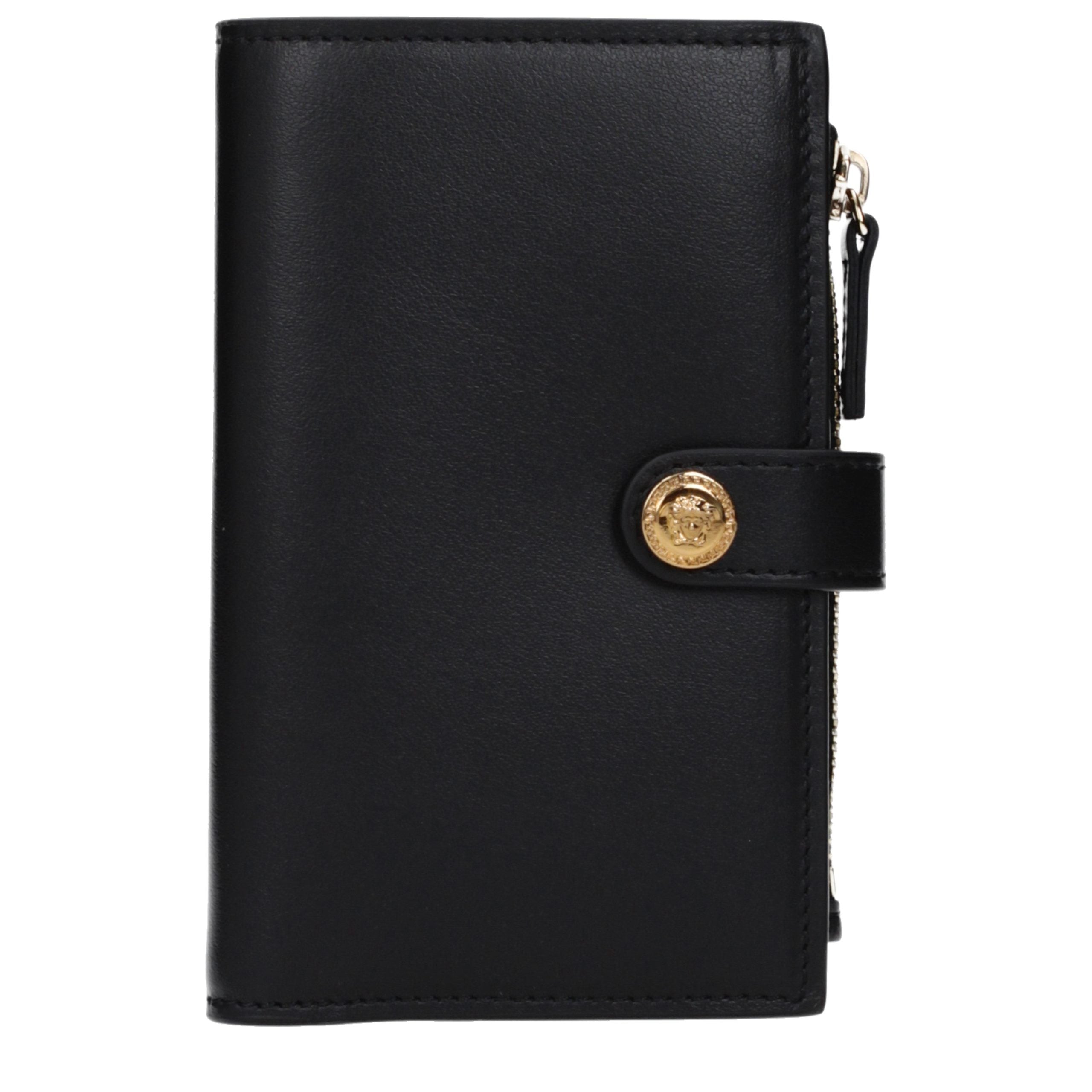 Versace Schwarzes Leder Portemonnaie