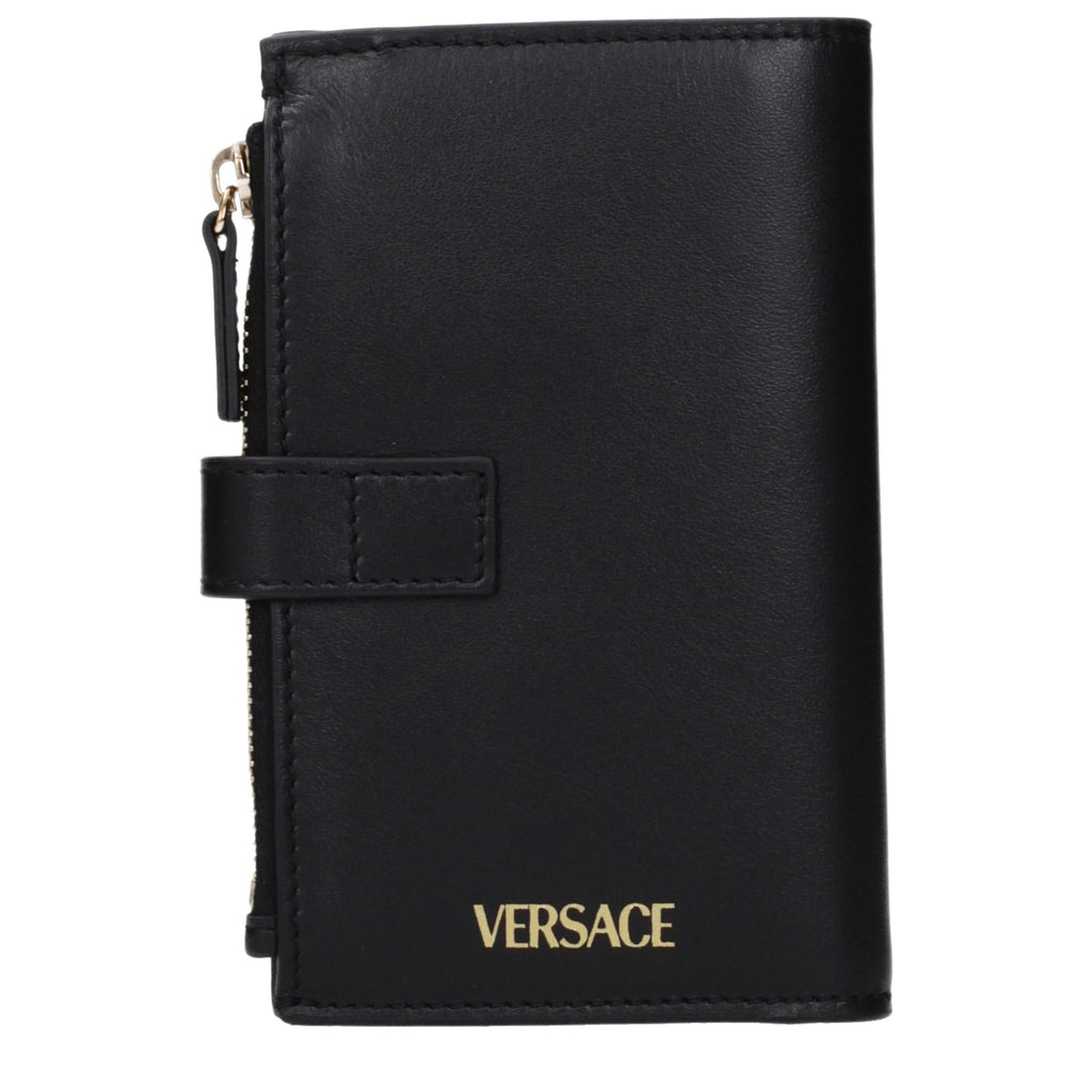 Versace Schwarzes Leder Portemonnaie