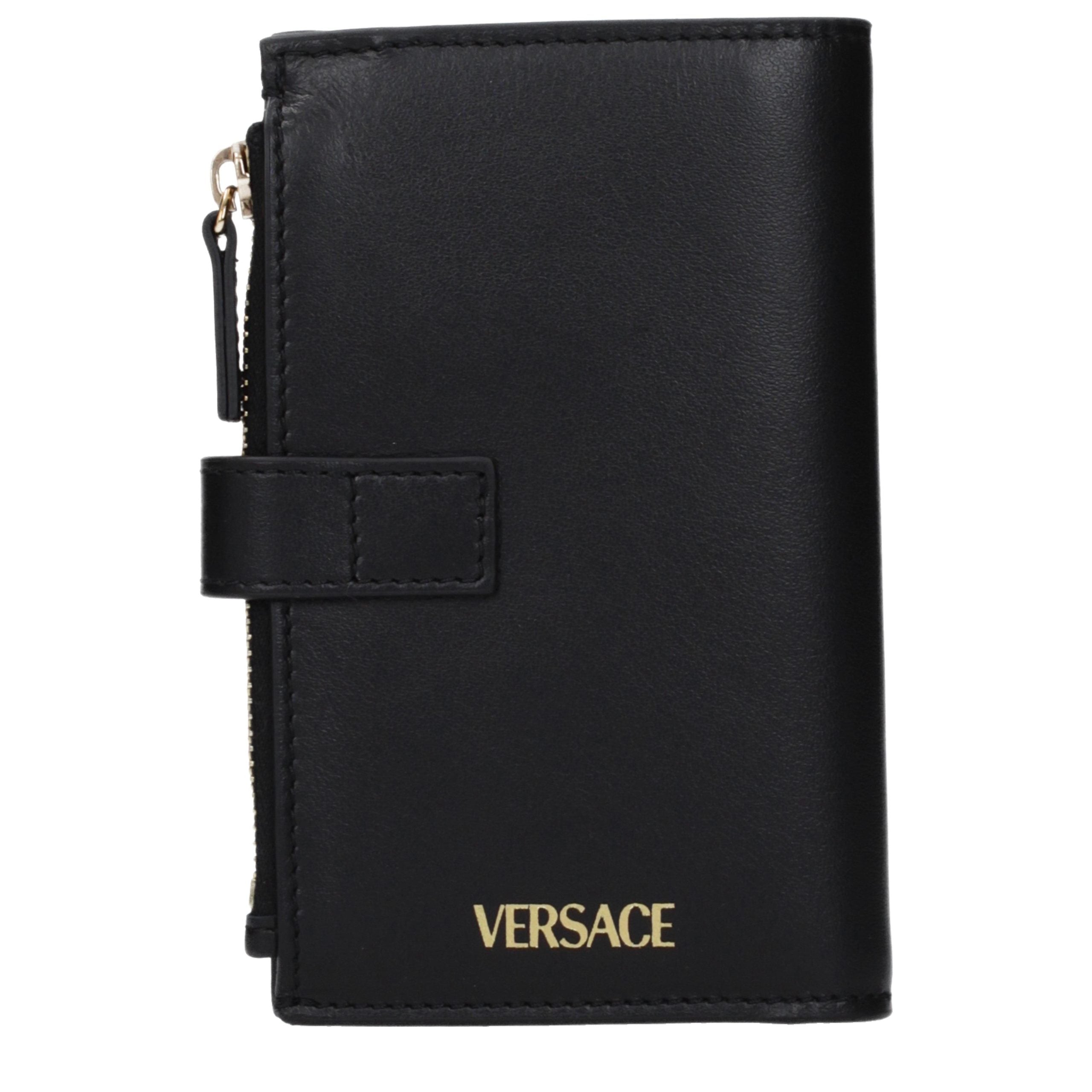 Versace Schwarzes Leder Portemonnaie