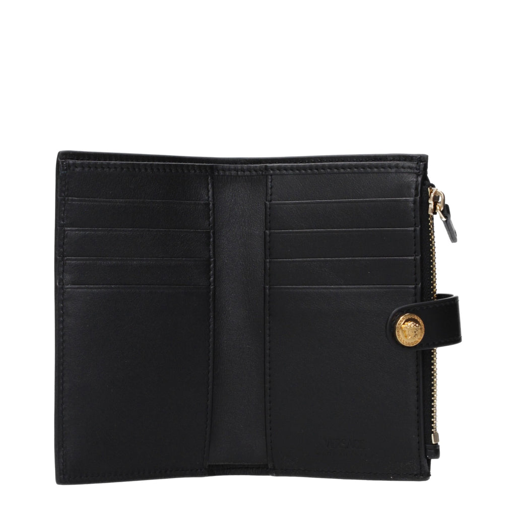 Versace Schwarzes Leder Portemonnaie