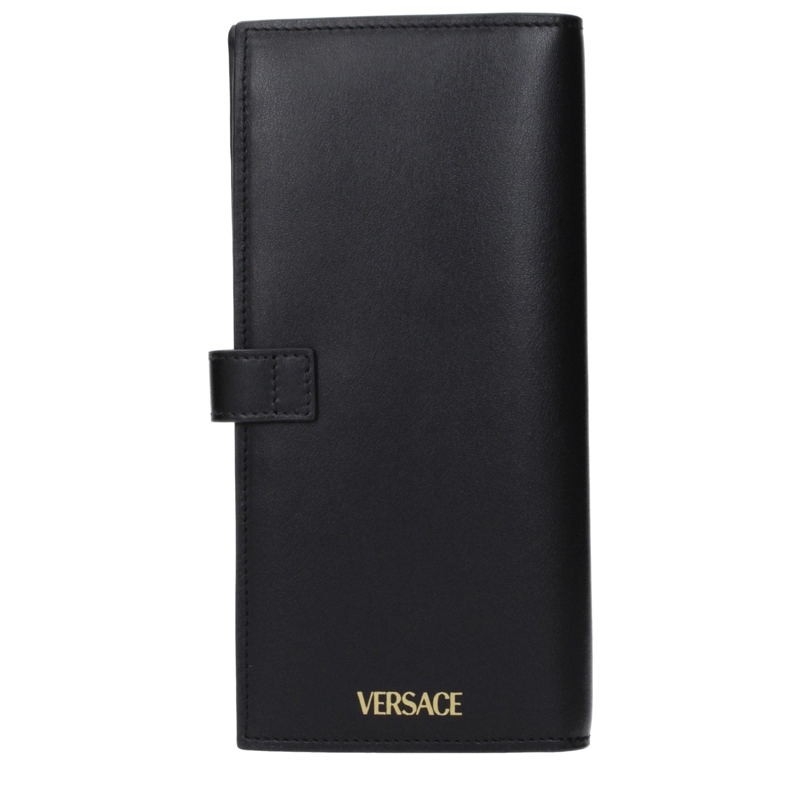Versace Schwarze Ledergeldbörse