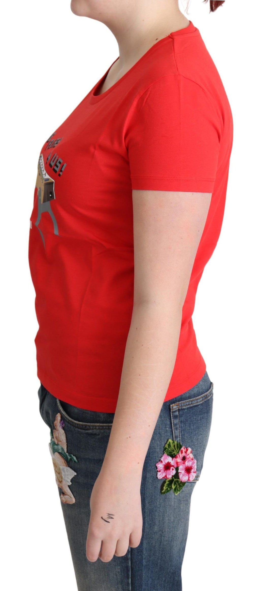 T-shirt imprimé Moschino Red Cotton Come Play 4 Us