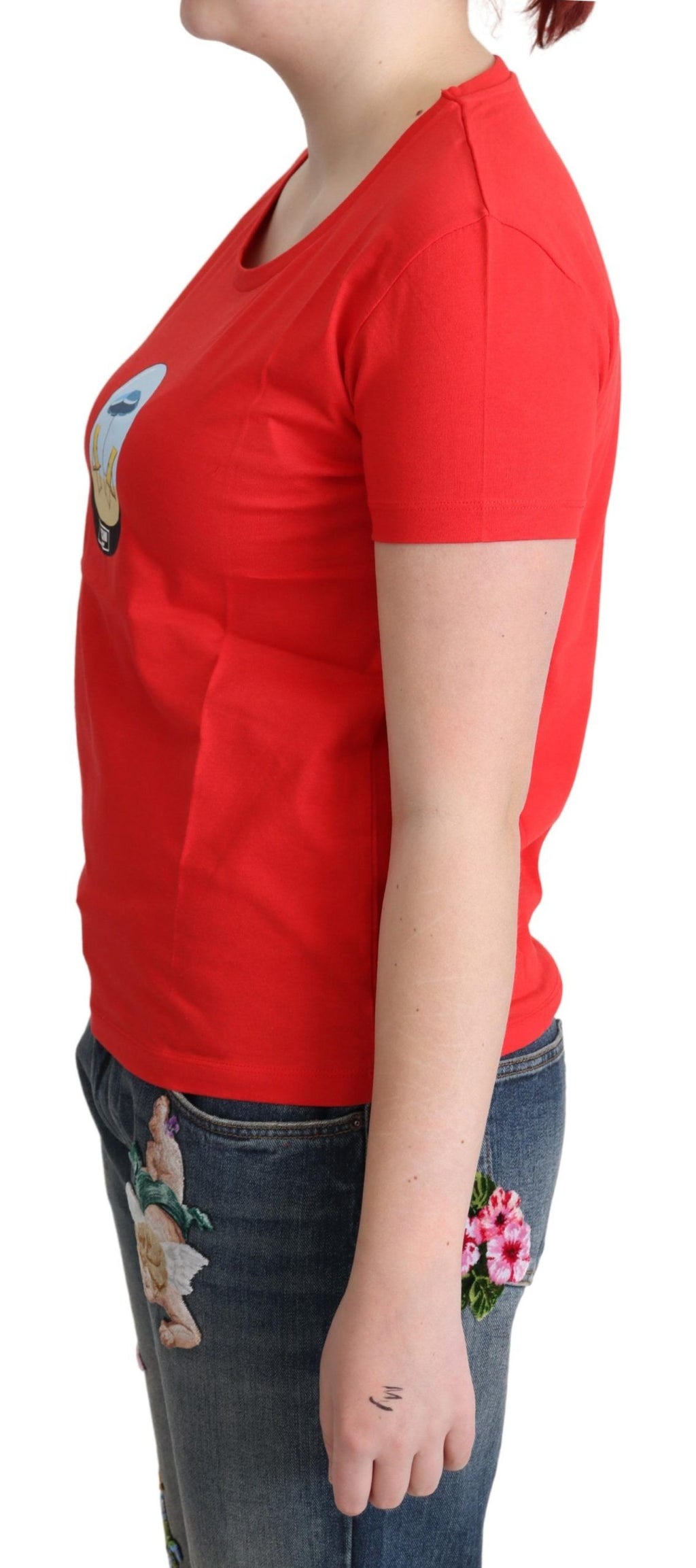 Moschino Rot bedruckte Baumwolle kurze Ärmel Tops Bluse T-Shirt