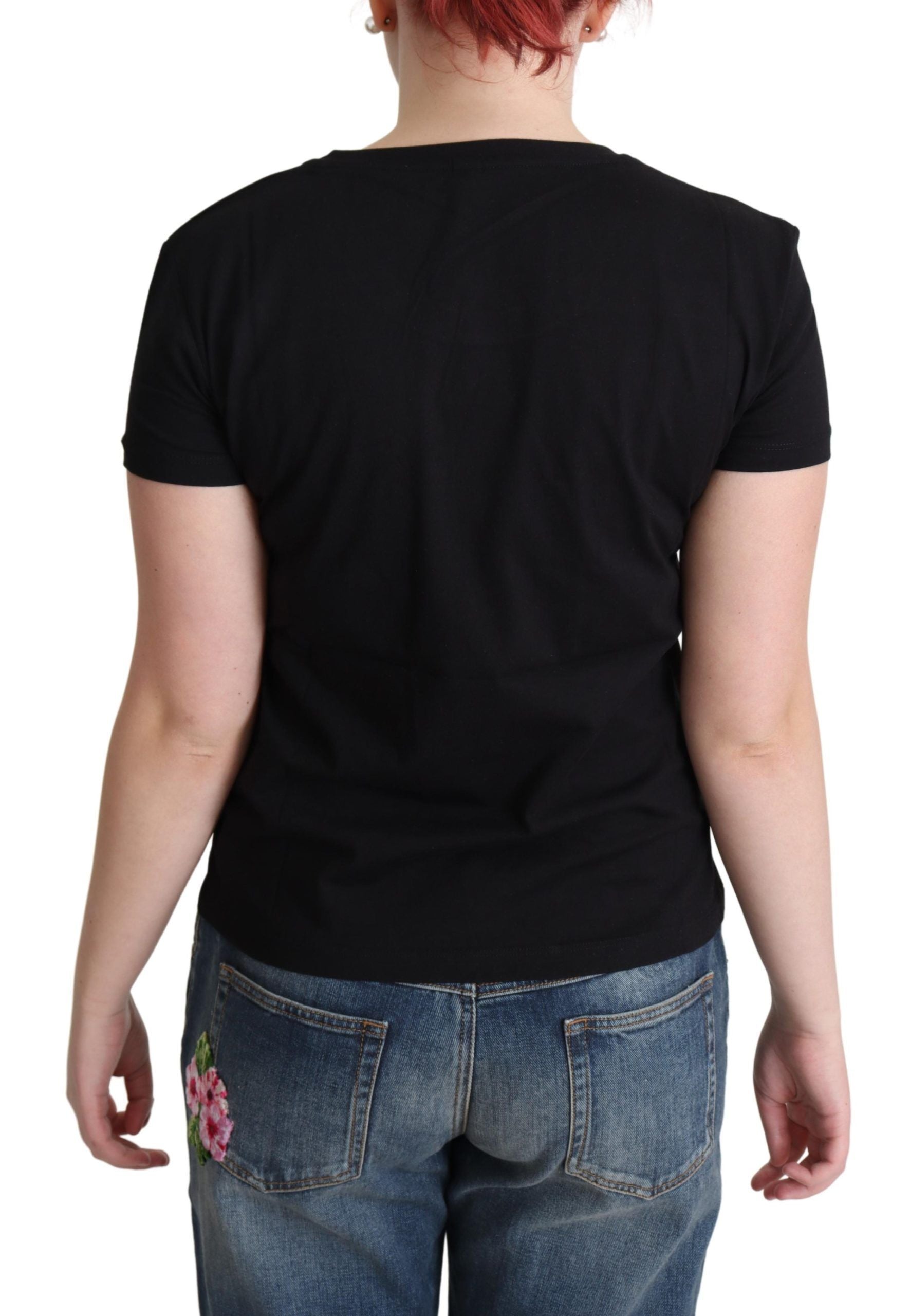 Moschino Black Cotton T-Shirt Come Play 4 Us Print Tops