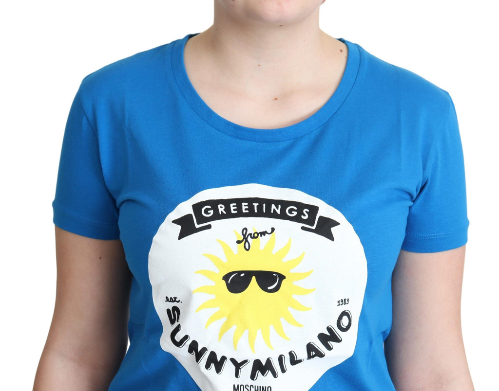 T-shirt Moschino bleu en coton imprimé Sunny Milano