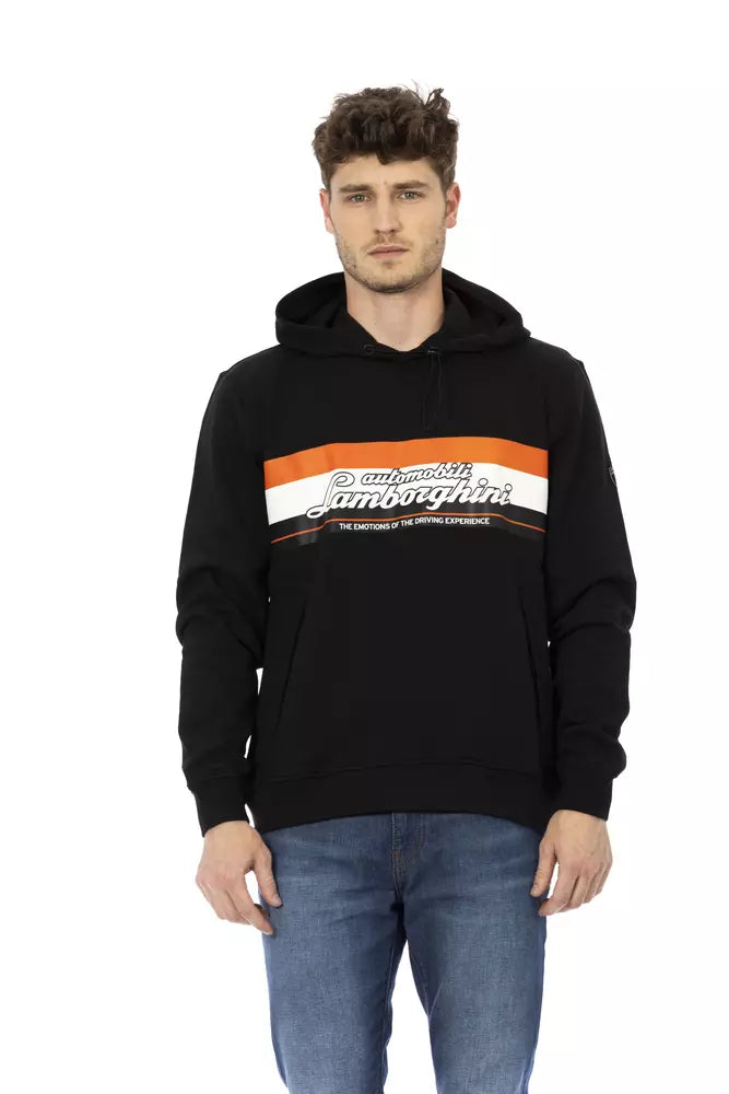 Automobili Lamborghini Schwarzer Baumwoll-Kapuzenpullover für Herren