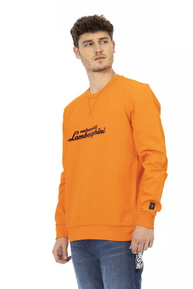 Automobili Lamborghini Orangefarbener Herren-Pullover aus Baumwolle