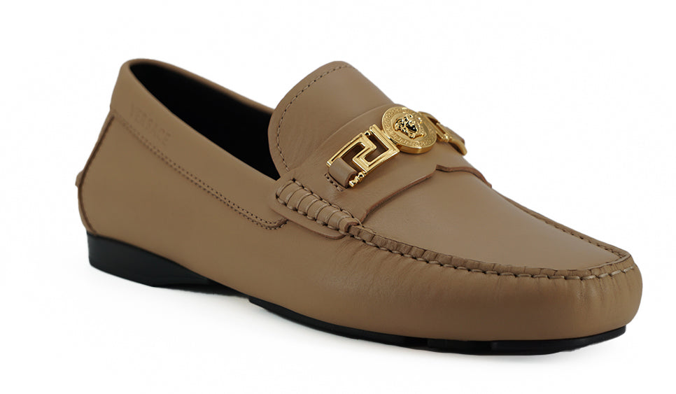 Versace Exquisite Medusa Loafers in gold-colored leather