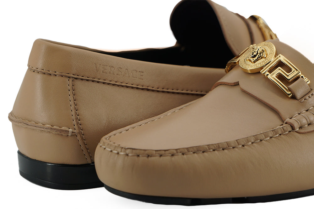 Versace Exquisite Medusa Loafers in gold-colored leather