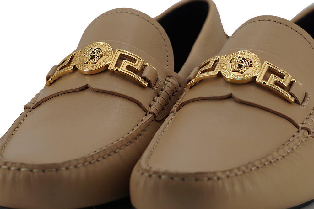 Versace Exquisite Medusa Loafers in gold-colored leather
