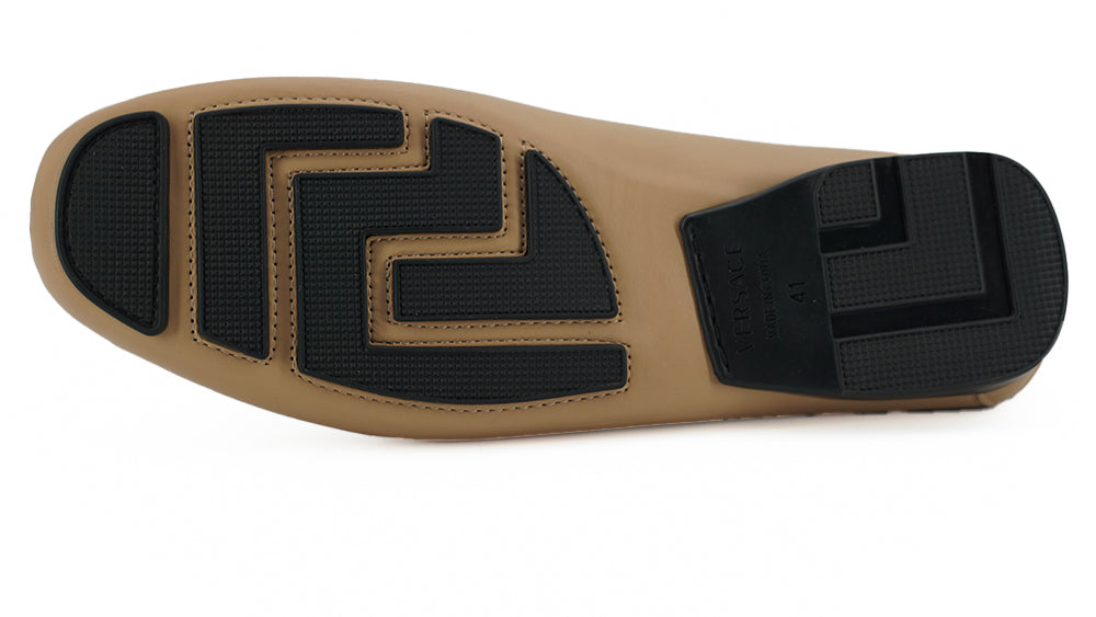 Versace Exquisite Medusa Loafers in gold-colored leather