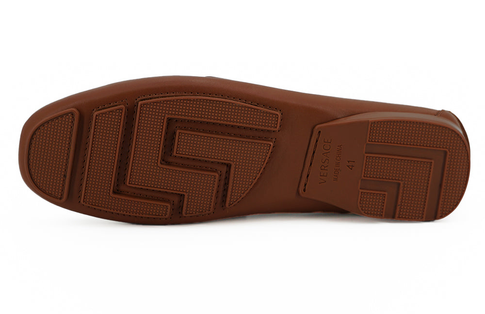 Versace Elegant Loafers in Leather with Medusa Embossed