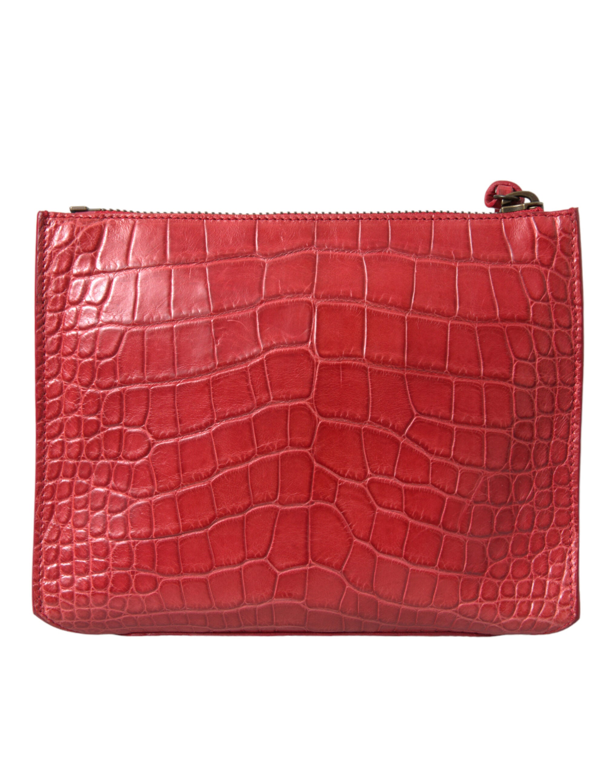 Balenciaga Rote exotische Haut Leder Classic Pouch Geldbörse Handgelenk Tasche