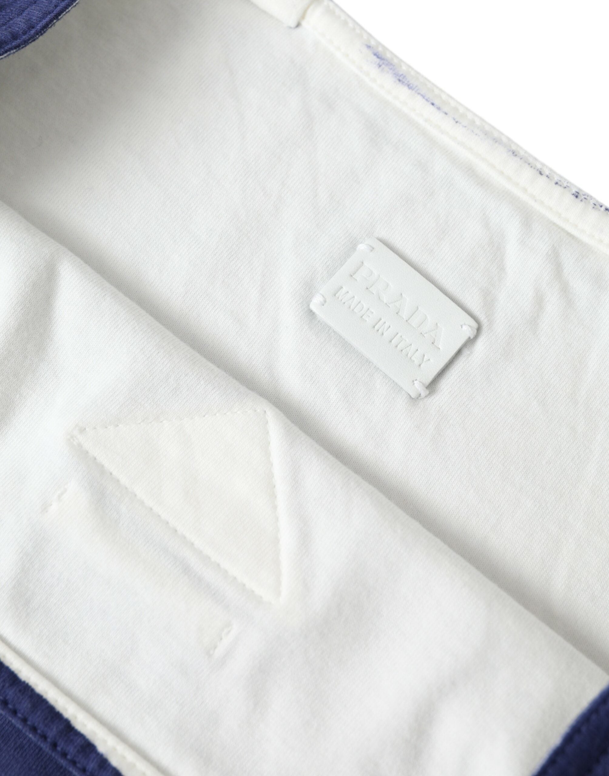 Prada Blauer Jersey Stoff Logo Schultertasche Einkaufstasche Einkaufstasche