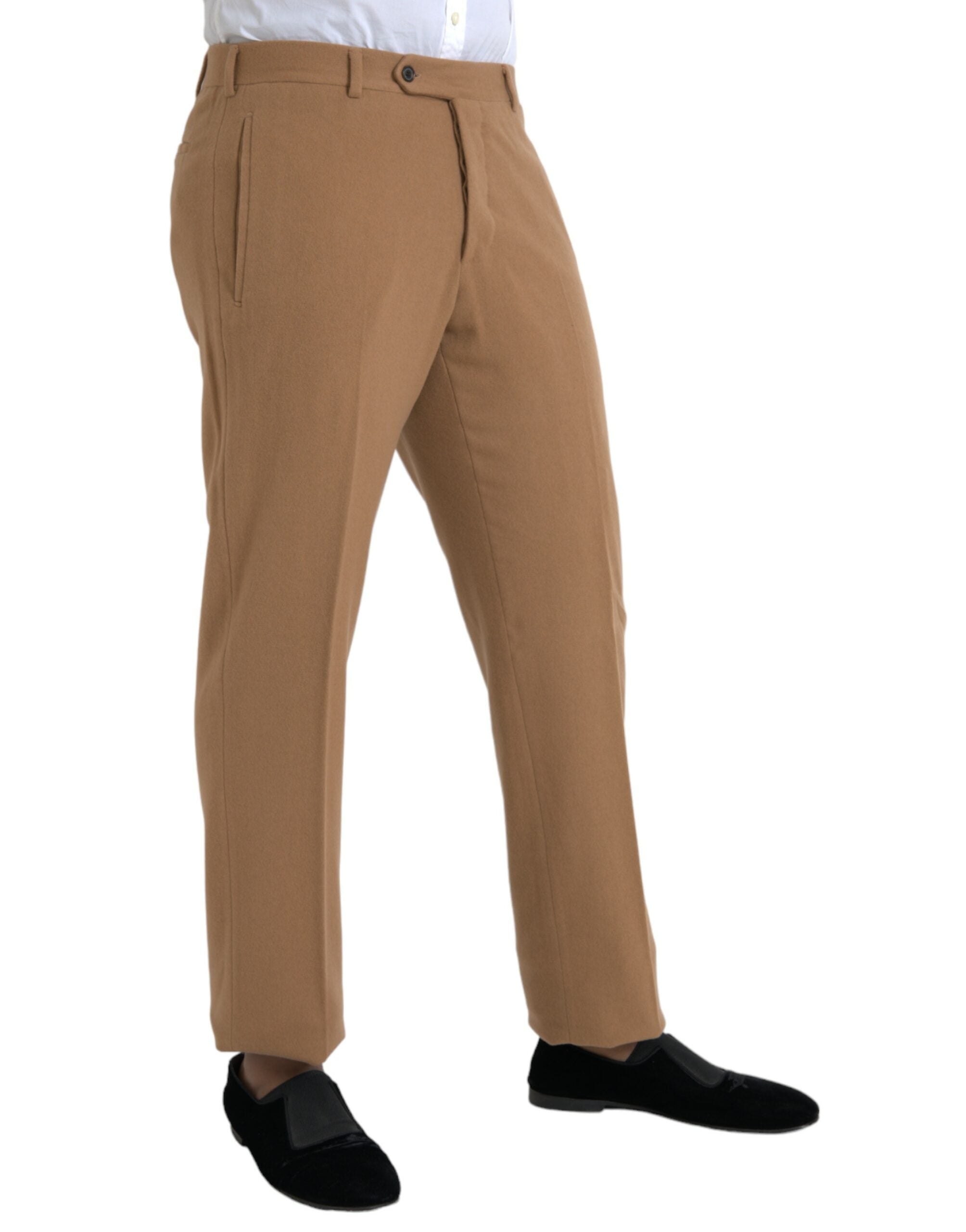 Prada Beige Cashmere Men's Straight Fit Dress Pants