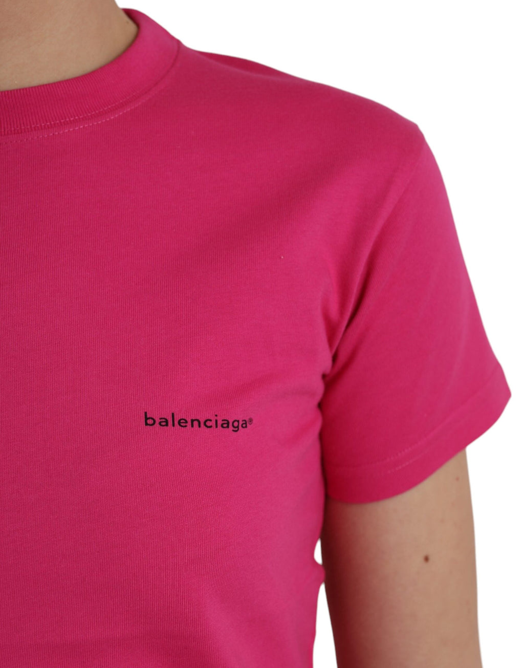 T-shirt Balenciaga rose en coton à col rond et manches courtes