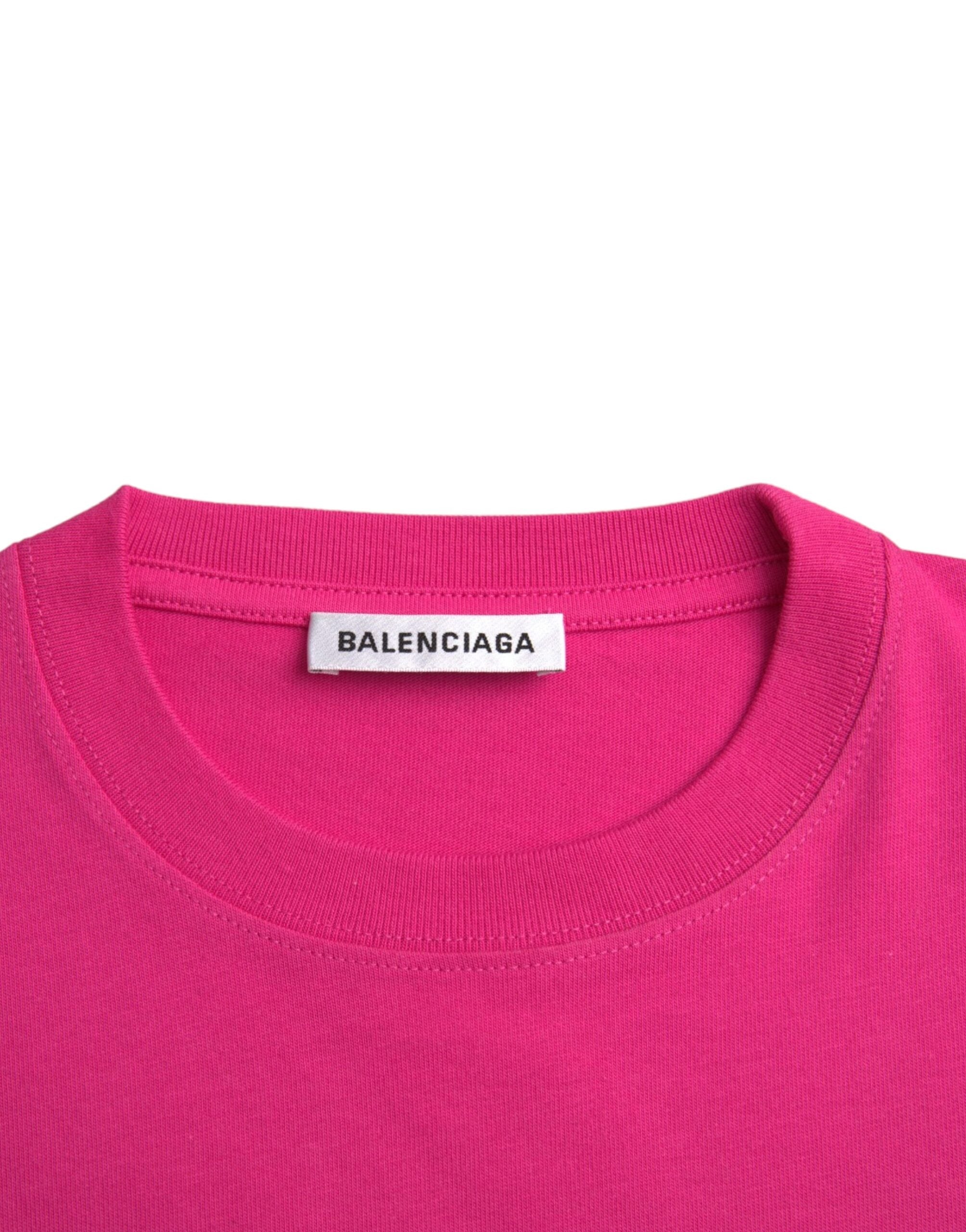 T-shirt Balenciaga rose en coton à col rond et manches courtes