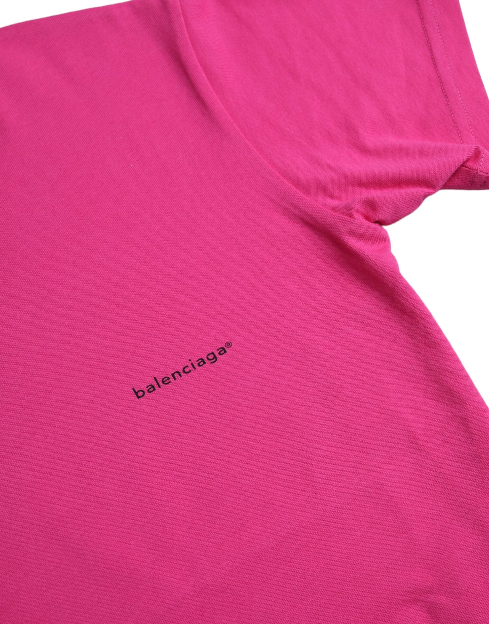 T-shirt Balenciaga rose en coton à col rond et manches courtes