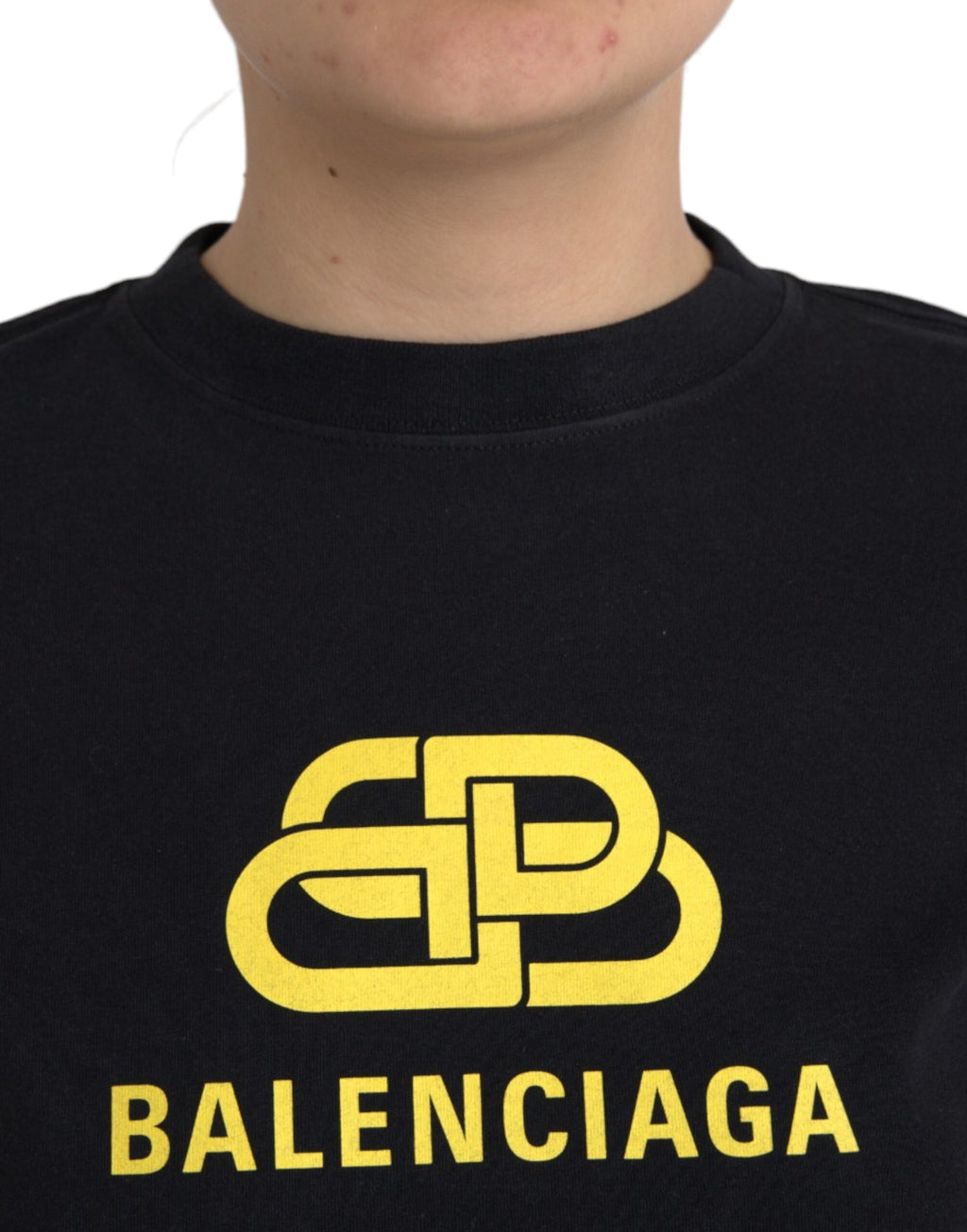 T-shirt Balenciaga noir en coton à manches courtes, col rond et imprimé logo