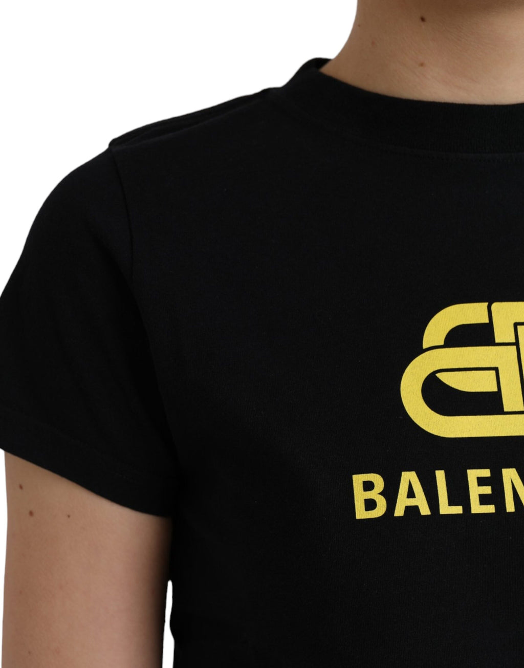 T-shirt Balenciaga noir en coton à manches courtes, col rond et imprimé logo