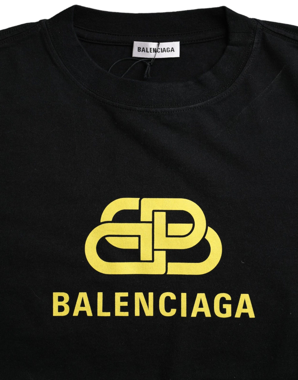 T-shirt Balenciaga noir en coton à manches courtes, col rond et imprimé logo
