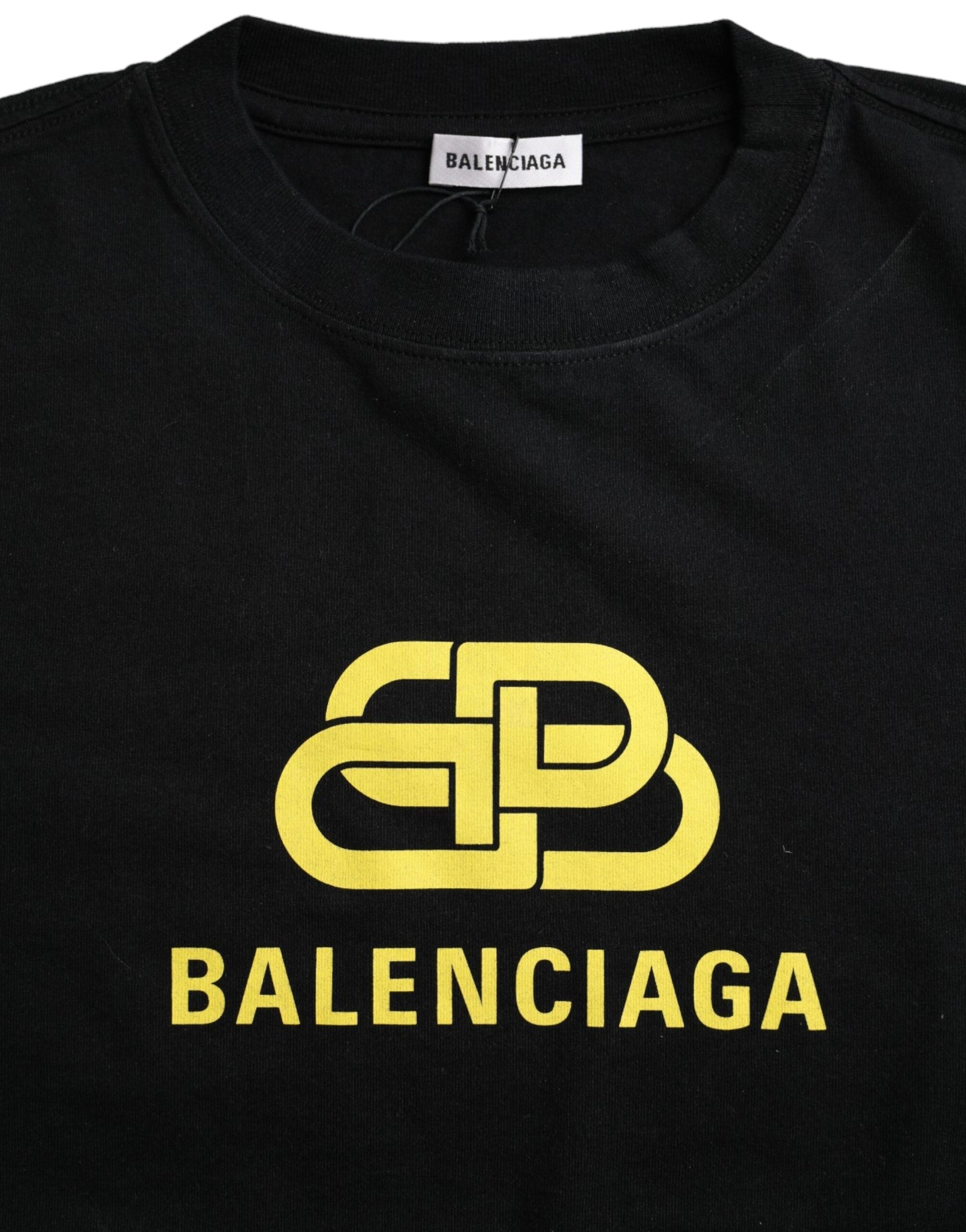 T-shirt Balenciaga noir en coton à manches courtes, col rond et imprimé logo