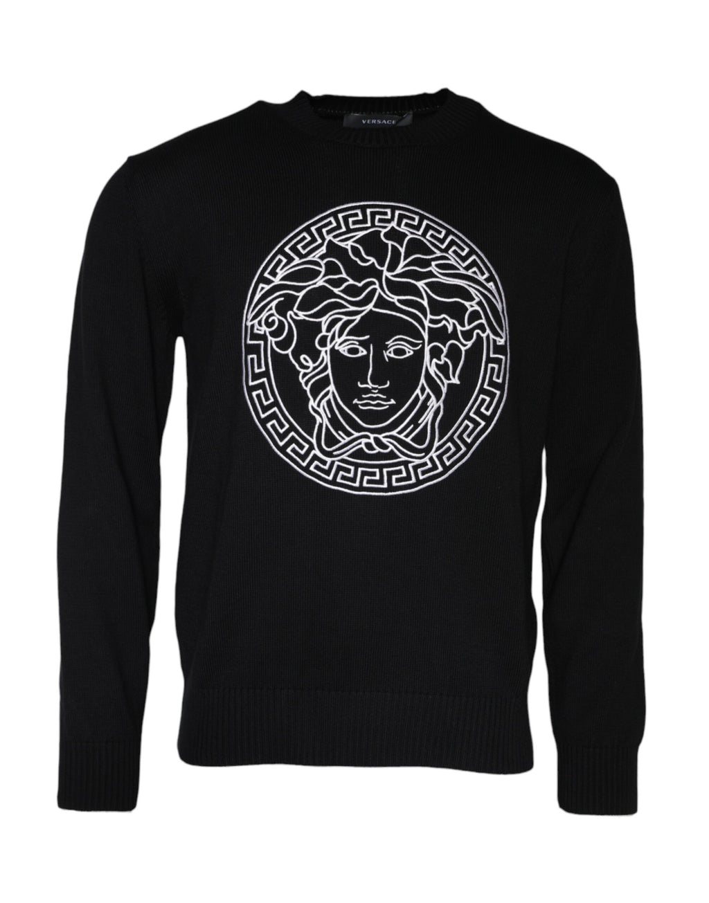 Versace Black Medusa Embroidered Crew Neck Sweater