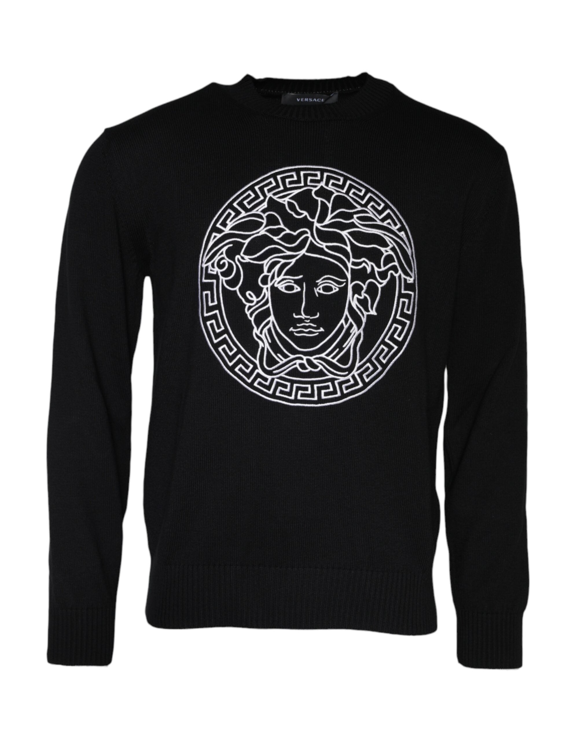Versace Black Medusa Embroidered Crew Neck Sweater