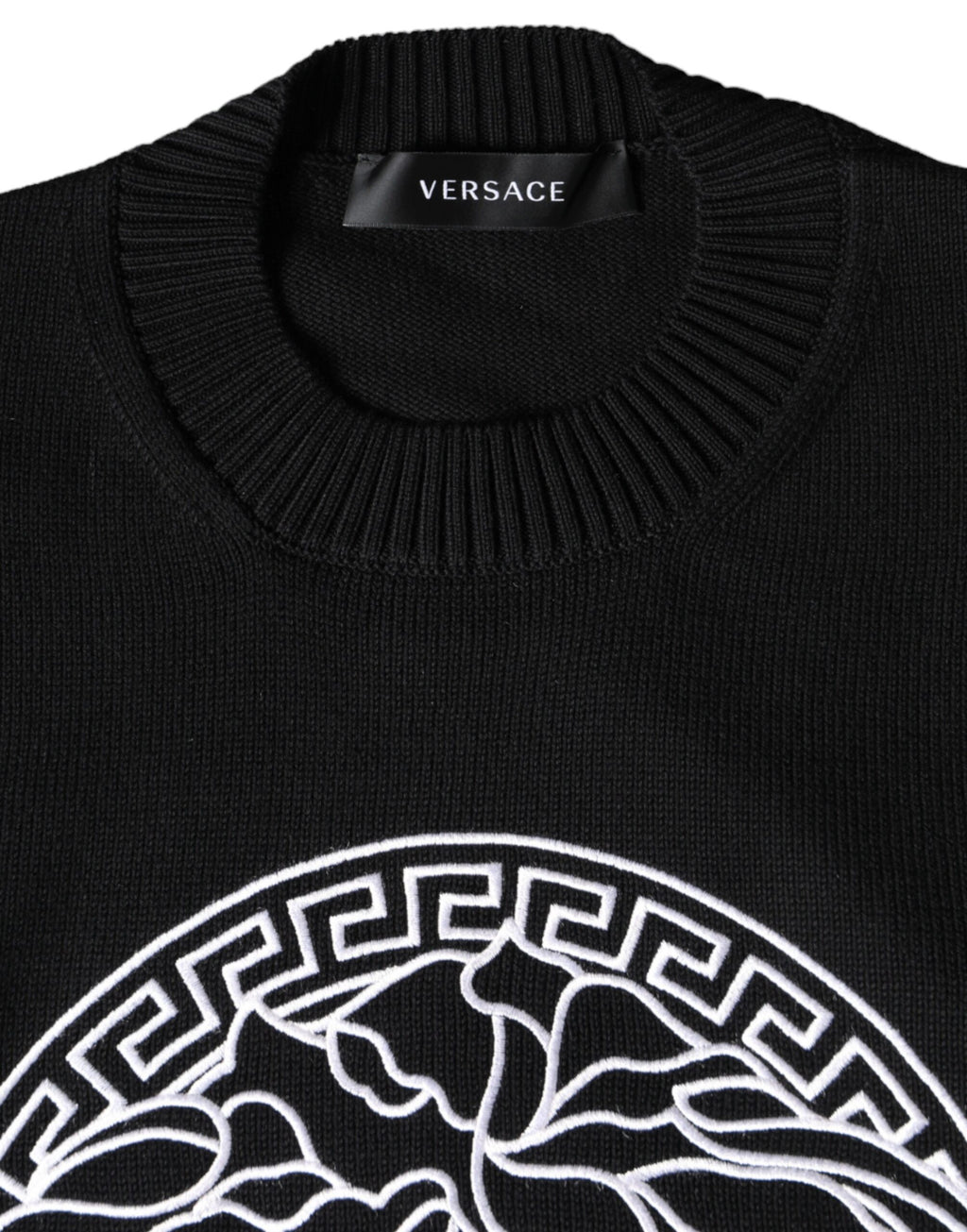 Versace Black Medusa Embroidered Crew Neck Sweater