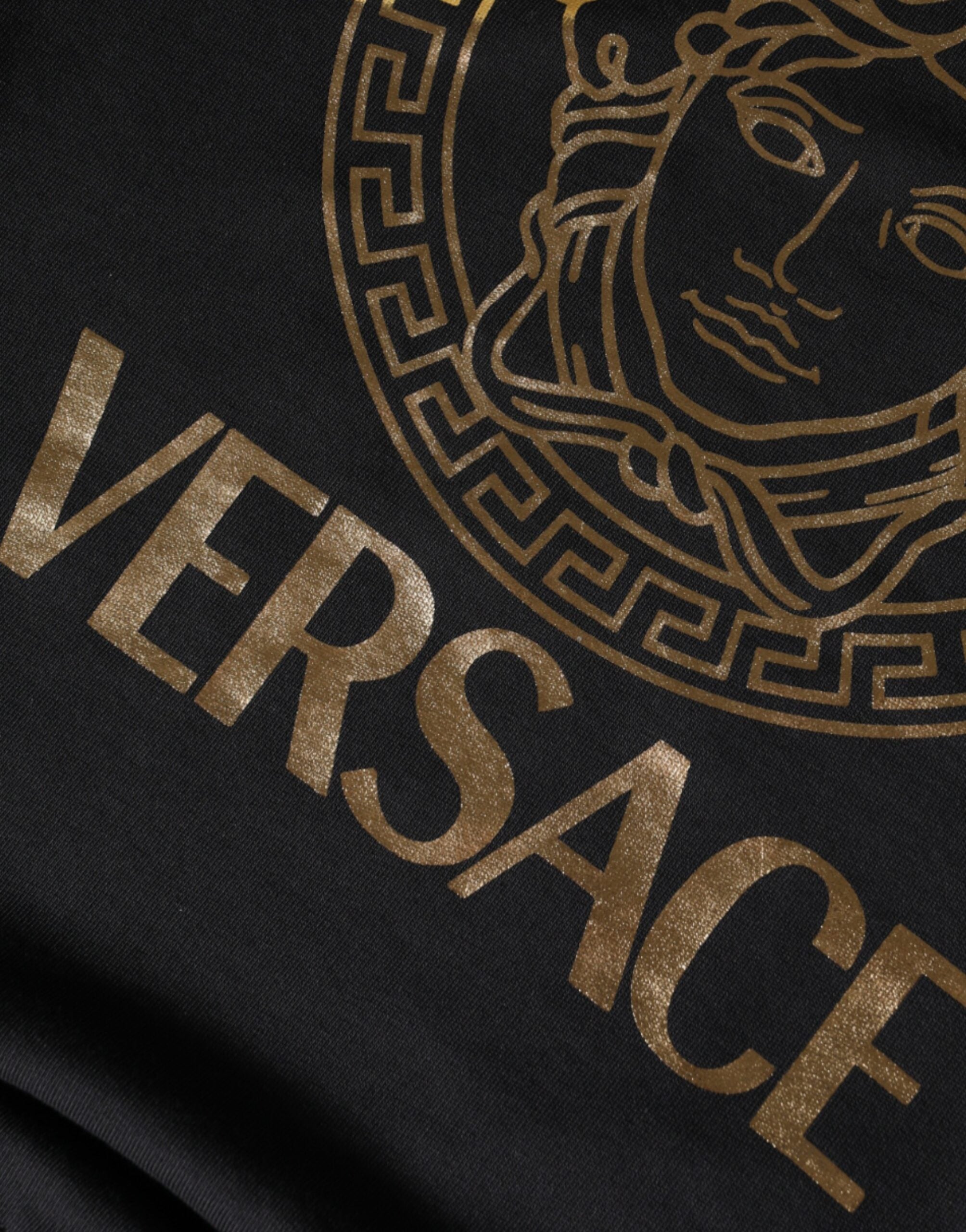 Versace Black Medusa Fleece Cotton Crew Neck Sweatshirt Pullover