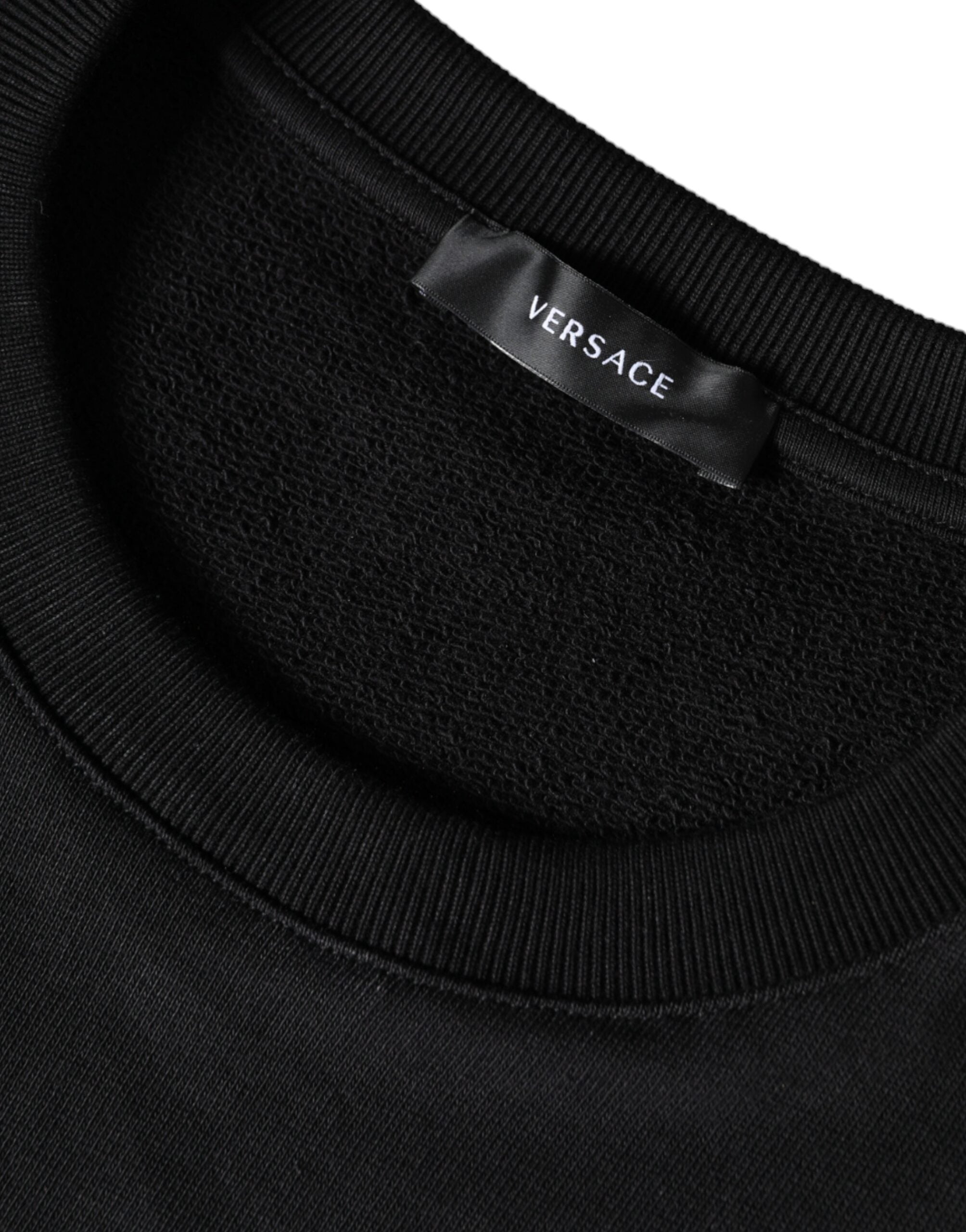 Versace Black Medusa Fleece Cotton Crew Neck Sweatshirt Pullover