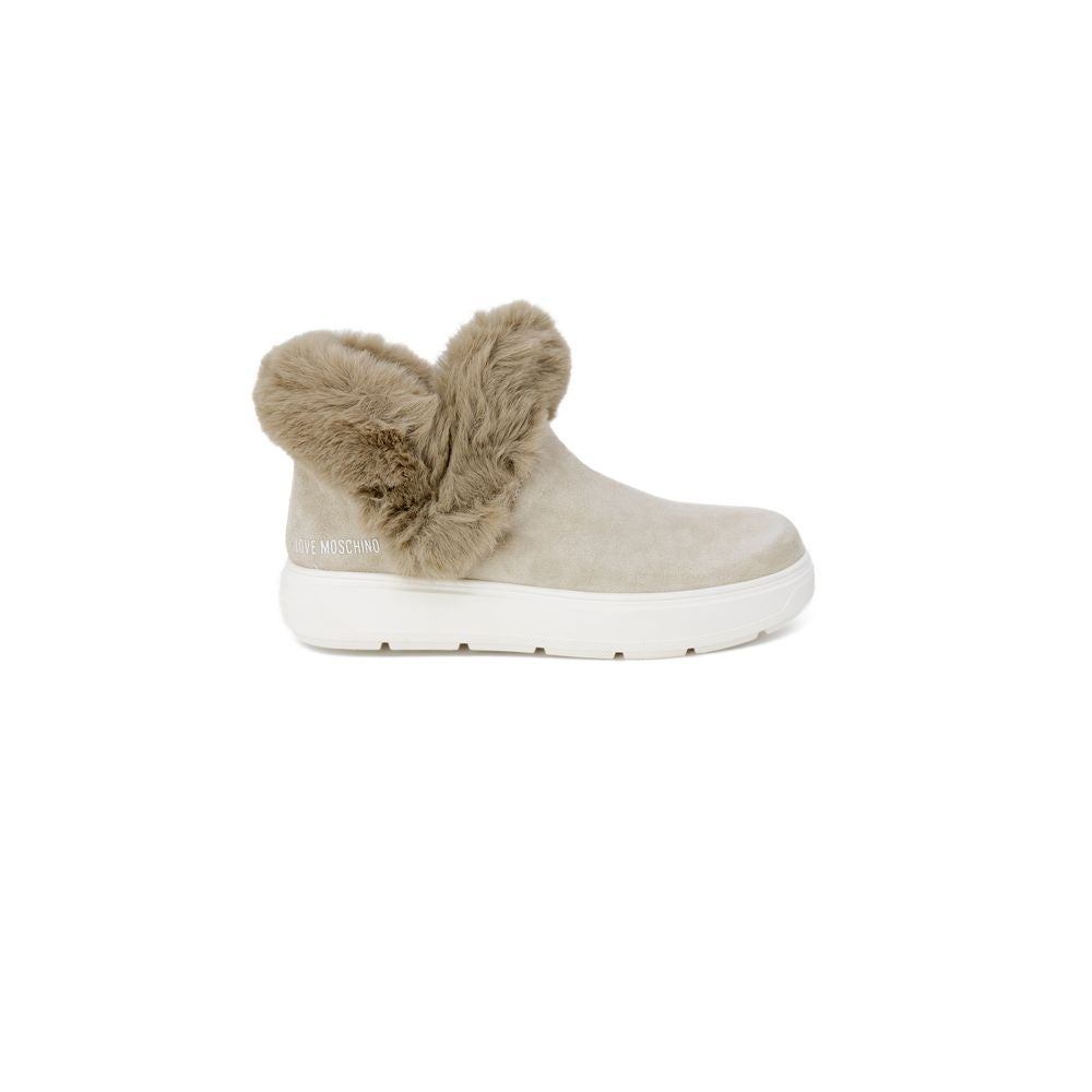 Love Moschino Beigefarbene Chunky-Sneaker aus Leder