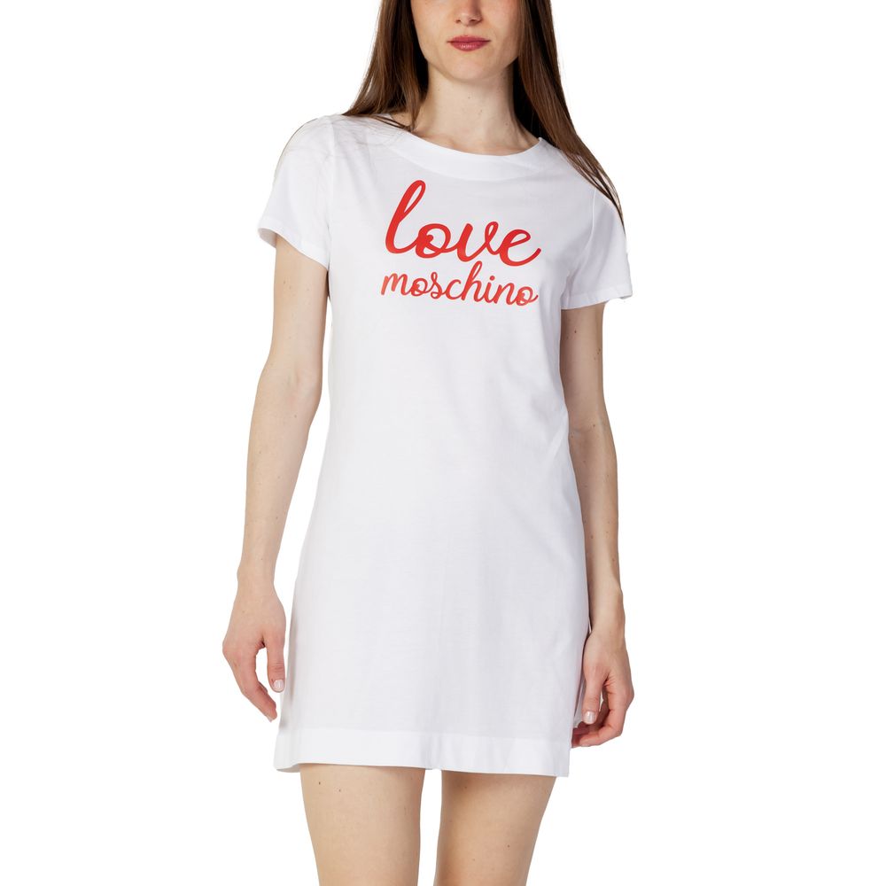 Love Moschino Weißes Baumwoll-Kurzkleid
