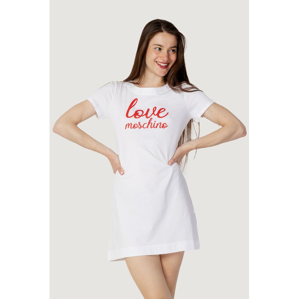 Love Moschino Weißes Baumwoll-Kurzkleid