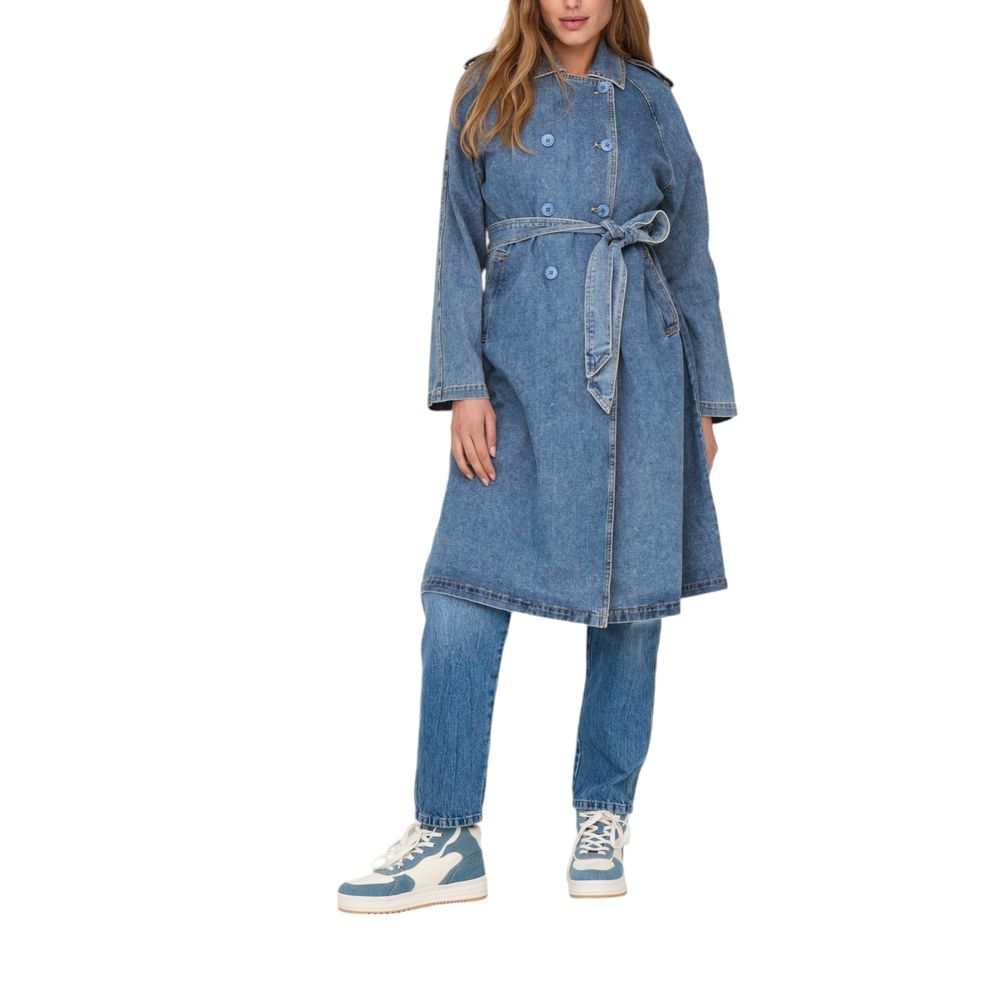 Only Blauer Trenchcoat aus Baumwolle