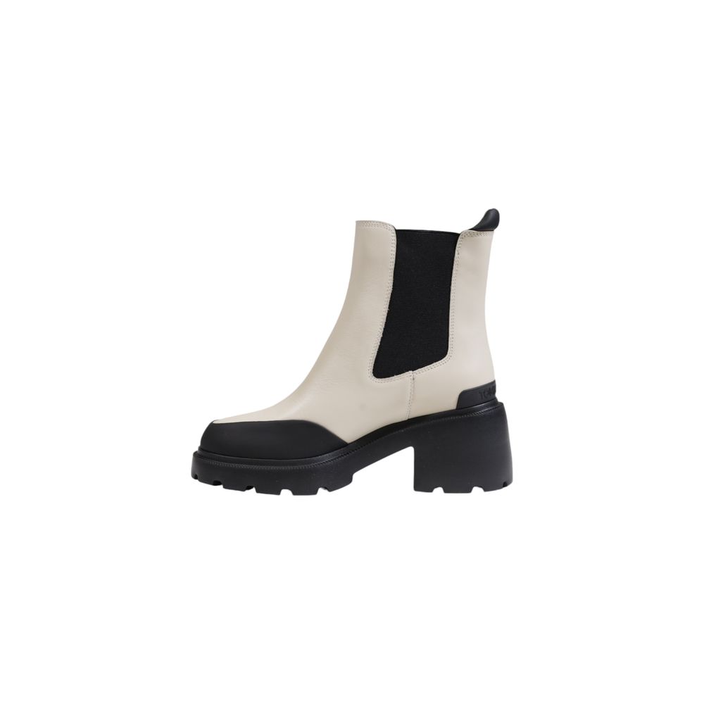 Tommy Hilfiger Jeans Beigefarbene Leder-Ankle-Boots