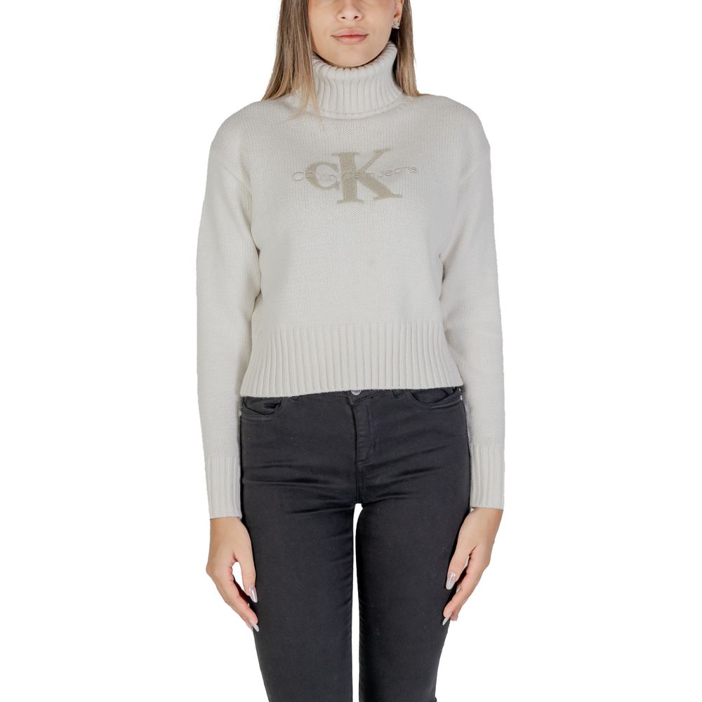 Calvin Klein Jeans Cremefarbener Baumwollpullover
