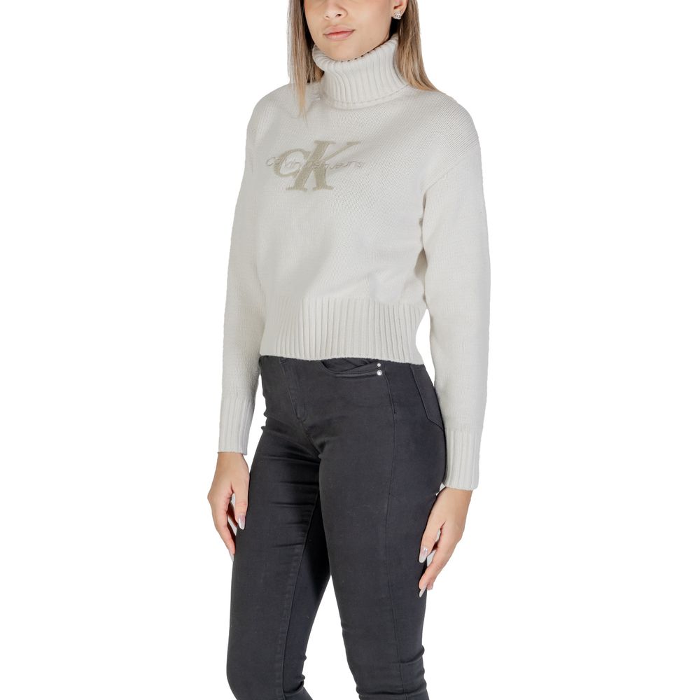 Calvin Klein Jeans Cremefarbener Baumwollpullover