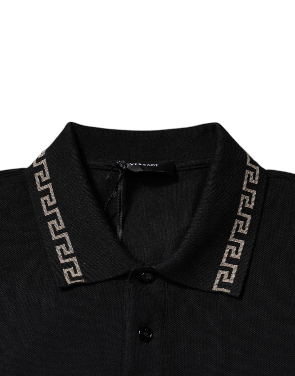 Versace Schwarzes Polo-Shirt mit Viskosekragen und kurzen Ärmeln