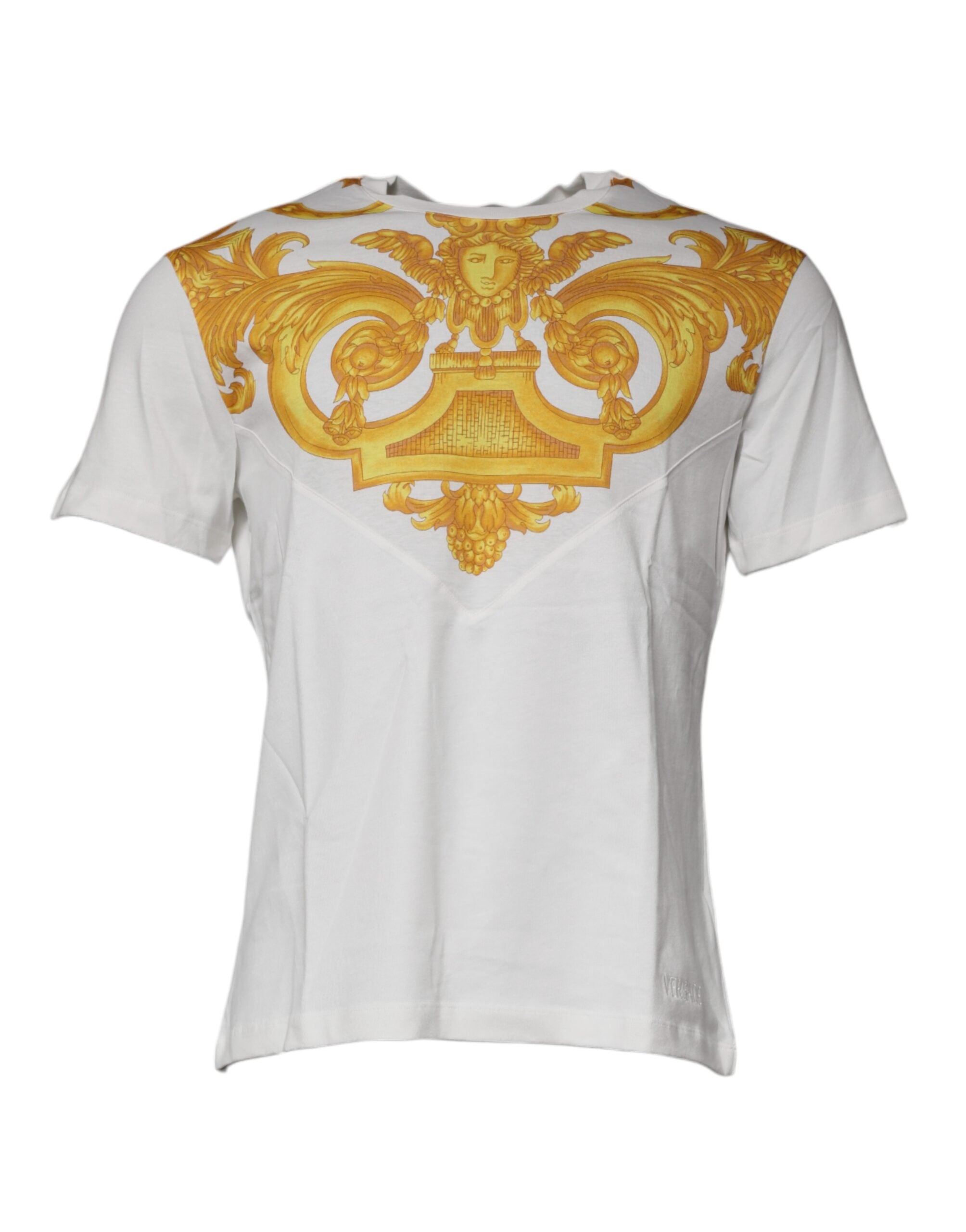 Versace white cotton round-neck T-shirt with Medusa print