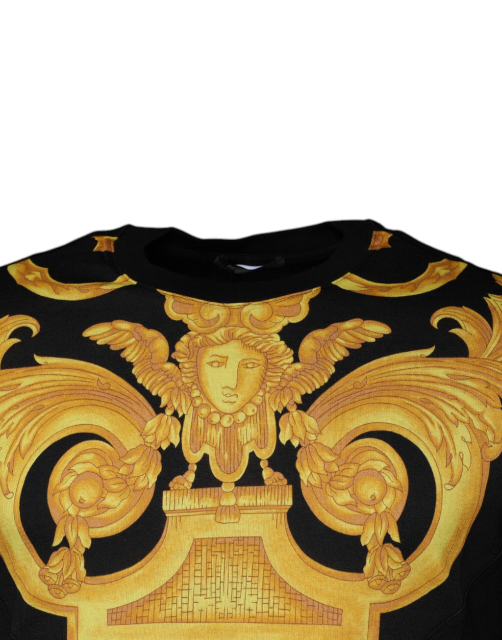 Versace Black cotton round-neck T-shirt with Medusa print