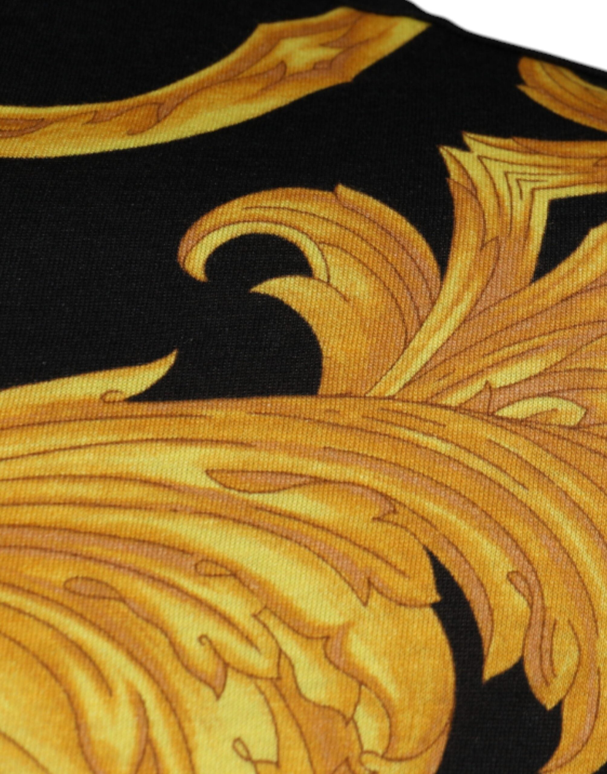 Versace Black cotton round-neck T-shirt with Medusa print