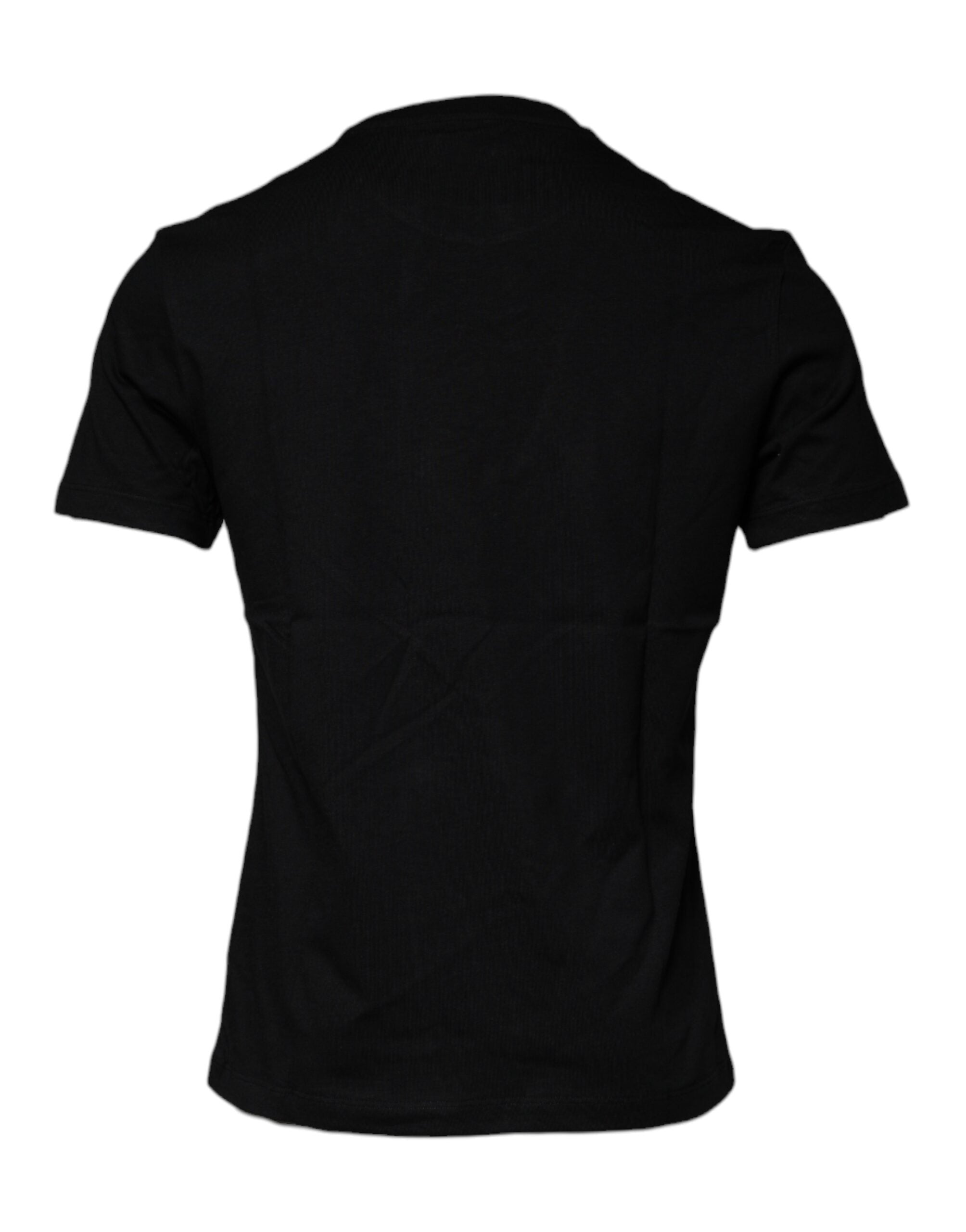 Versace Black cotton round-neck T-shirt with Medusa print