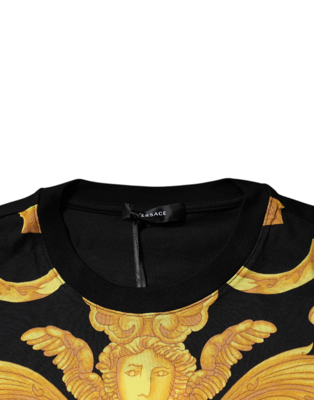 Versace Black cotton round-neck T-shirt with Medusa print