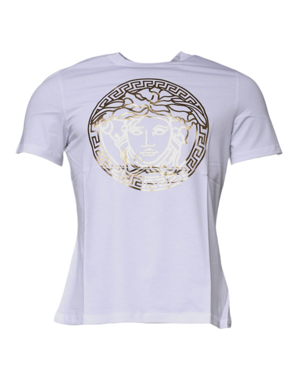 Versace white cotton round-neck T-shirt with Medusa print