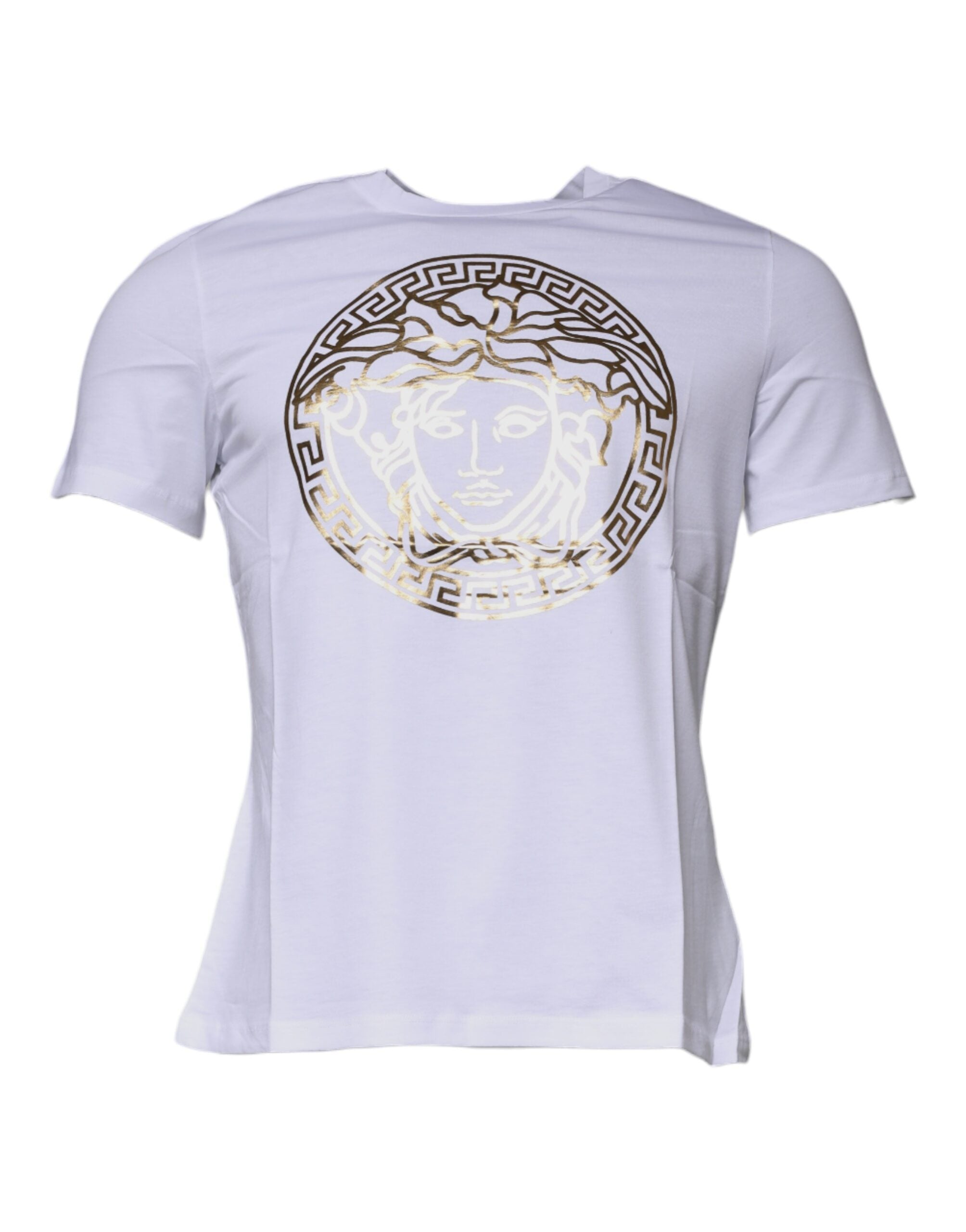 Versace white cotton round-neck T-shirt with Medusa print